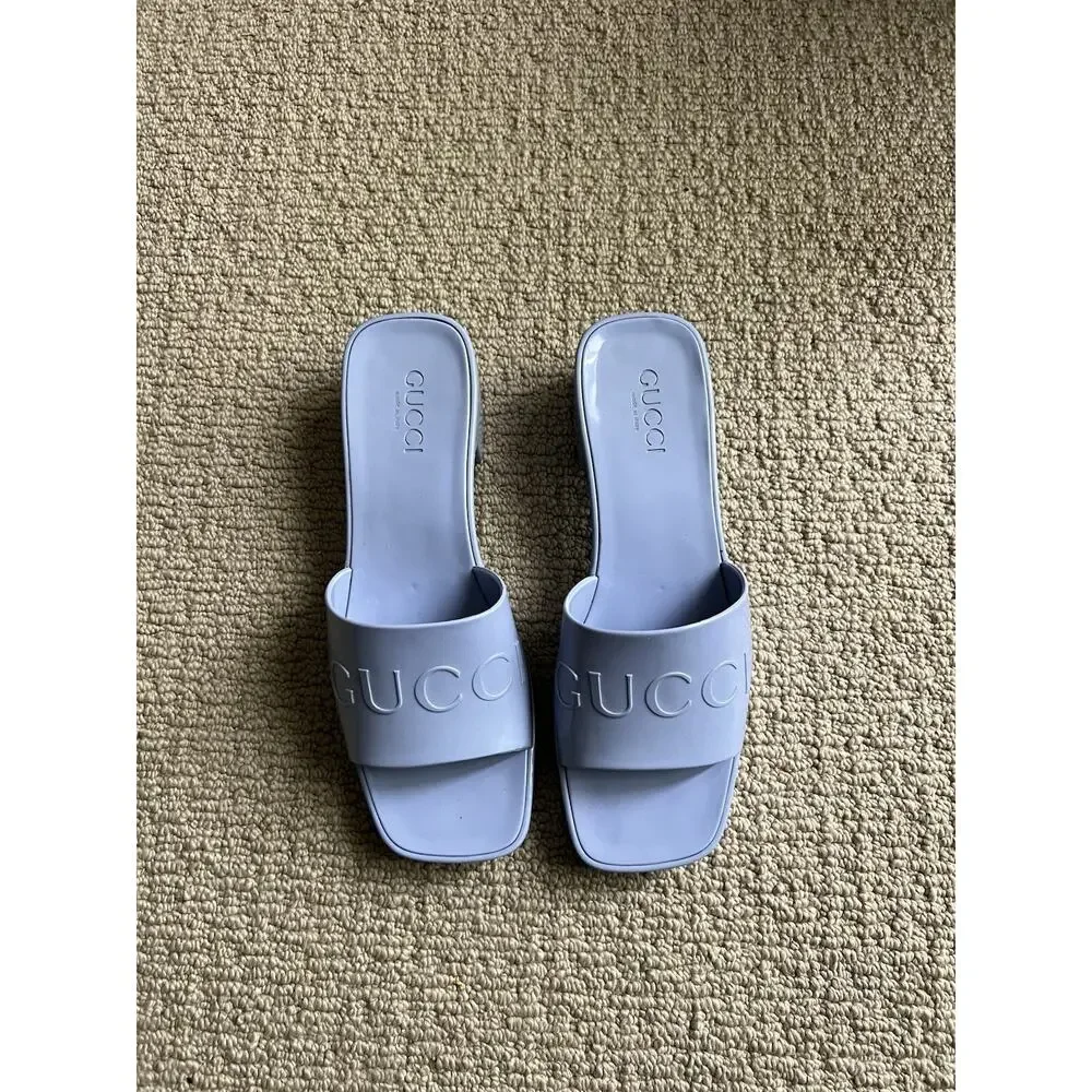 GUCCI Rubber Light Blue Platform Heels Womens EU 41 USA 11 Slip On